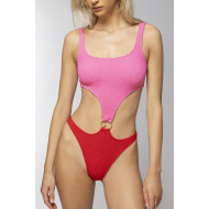 CRINKLE RING ONEPIECE PINK-RED