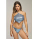 PAILLETTES BLUE HALTER SET